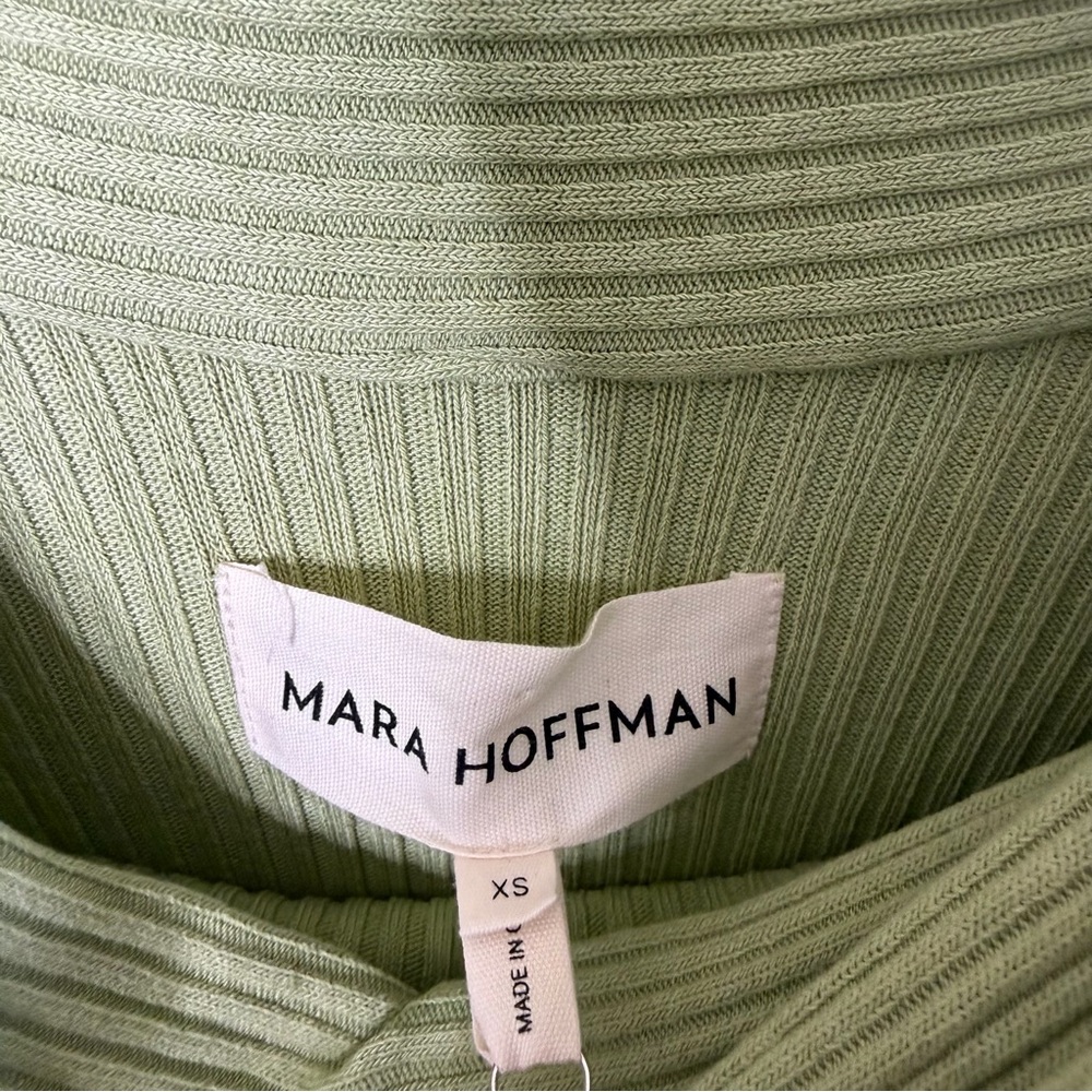 NWT Mara Hoffman Emery Sweater Dress Green Rib Knit Off Shoulder Midi‎ Size XS - Picture 14 of 15